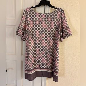 Banana Republic Multicolor Shift Dress Pink Grey XL